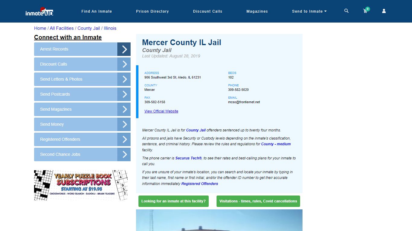 Mercer County IL Jail - Inmate Locator - Aledo, IL